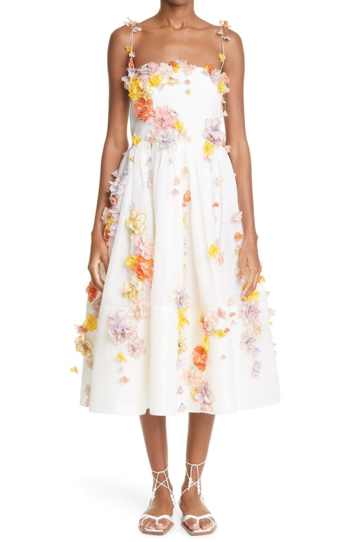 POSTCARD FLORAL LINEN MIDI DRESS