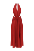 INDRA PLUNGE MAXI HALTER DRESS