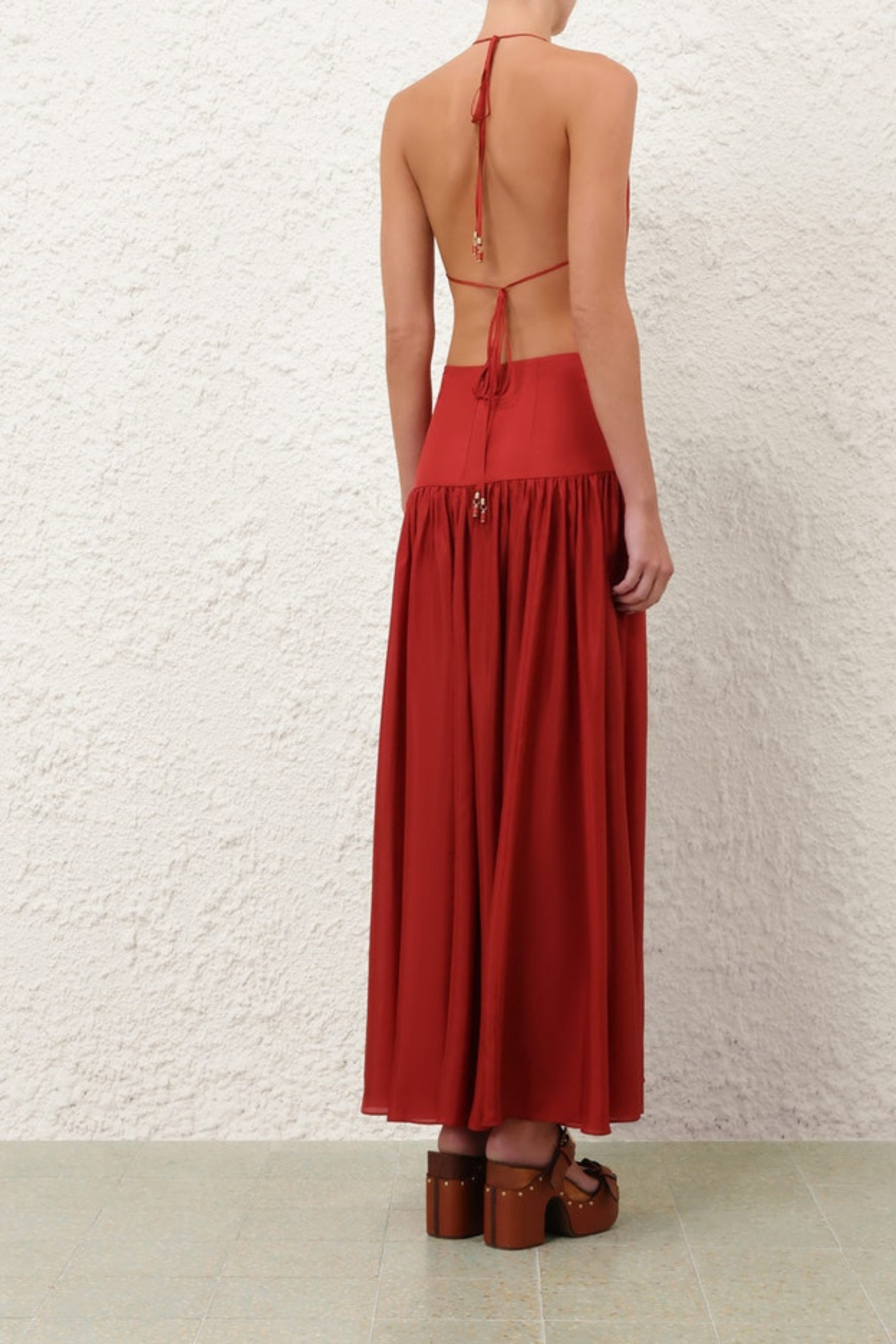 INDRA PLUNGE MAXI HALTER DRESS