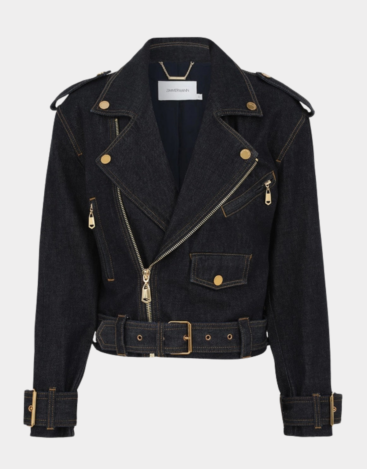CRUSH DENIM BIKER JACKET