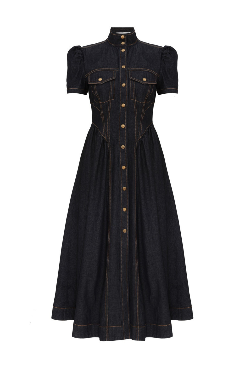DENIM CORSET MIDI DRESS
