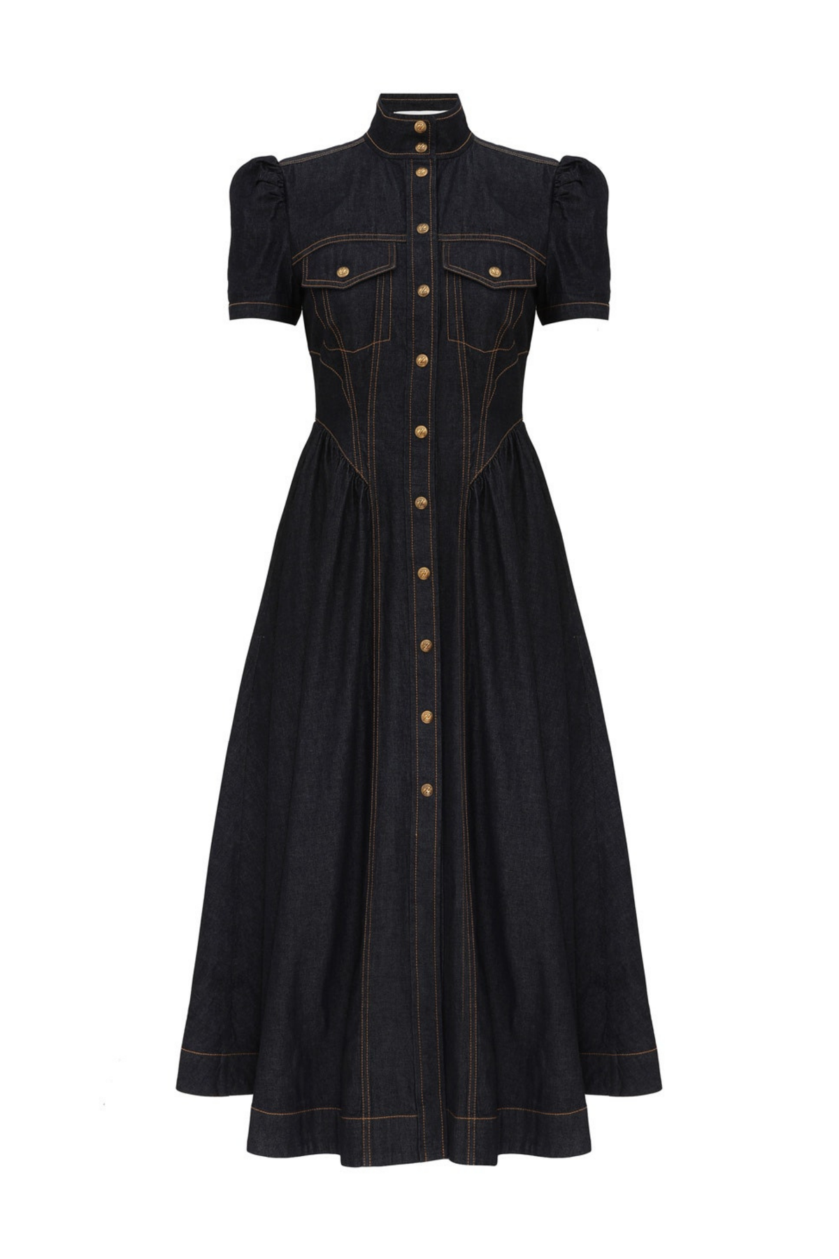 DENIM CORSET MIDI DRESS