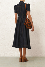 DENIM CORSET MIDI DRESS