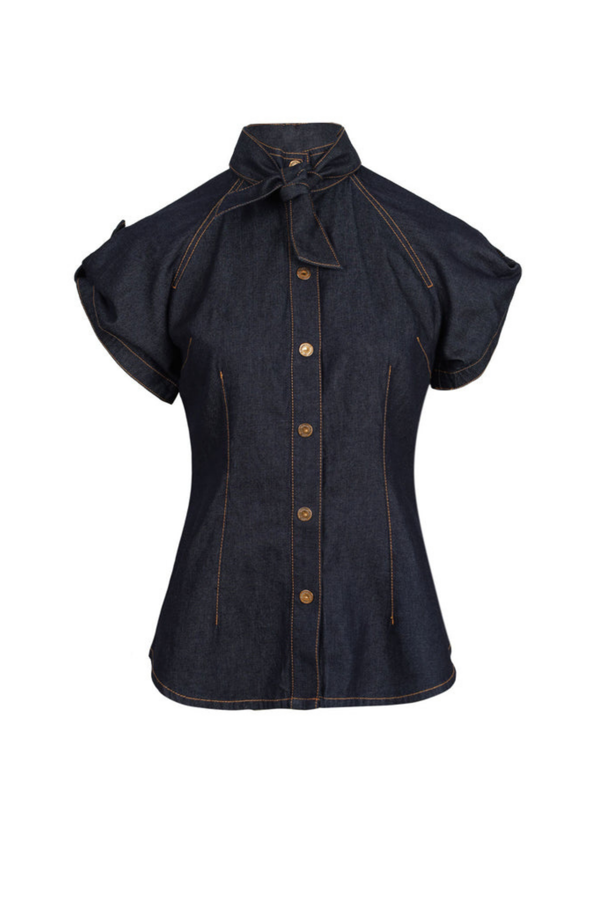 DENIM TIE NECK SHIRT