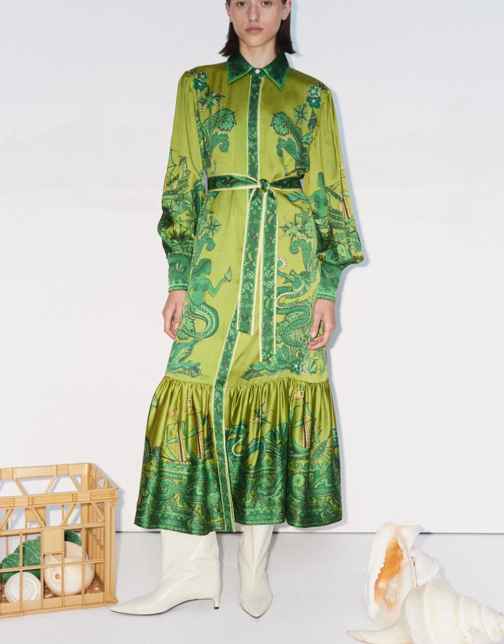 SOLARIS SILK MAXI SHIRT DRESS