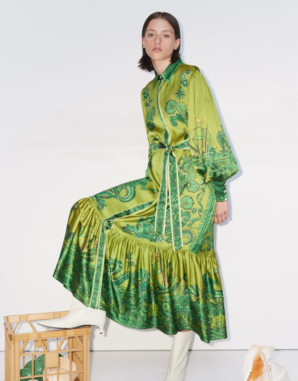 SOLARIS SILK MAXI SHIRT DRESS