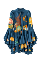 RUFFLED TIERED SILK DRESS