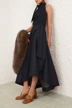 VALIANT DRAPED DENIM DRESS