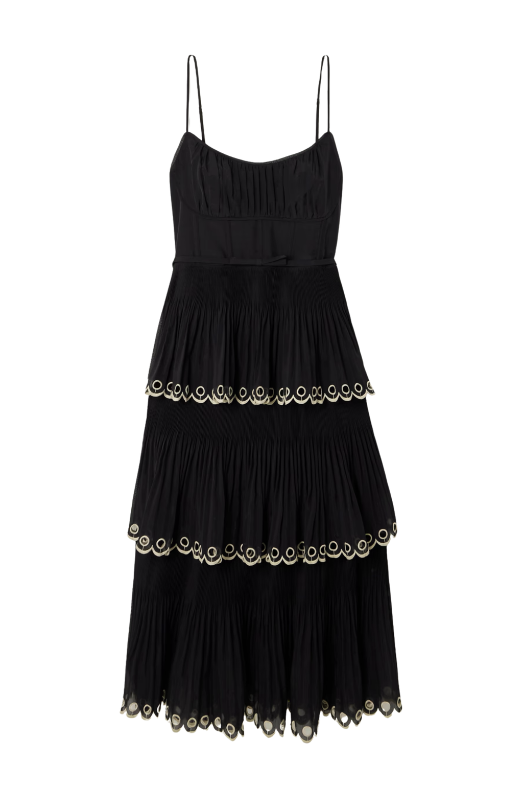 EMBROIDERED TIERED DRESS MIDI