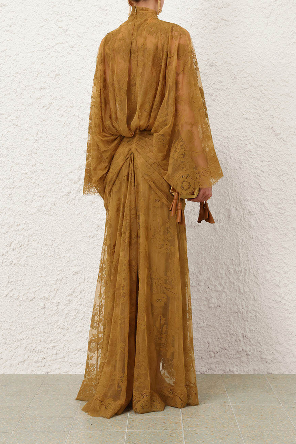 ACCENT BATWING LACE GOWN