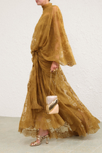 ACCENT BATWING LACE GOWN