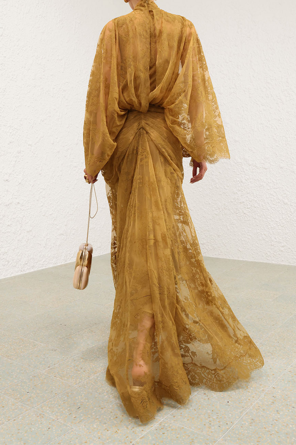 ACCENT BATWING LACE GOWN