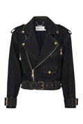 CRUSH DENIM BIKER JACKET