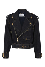 CRUSH DENIM BIKER JACKET