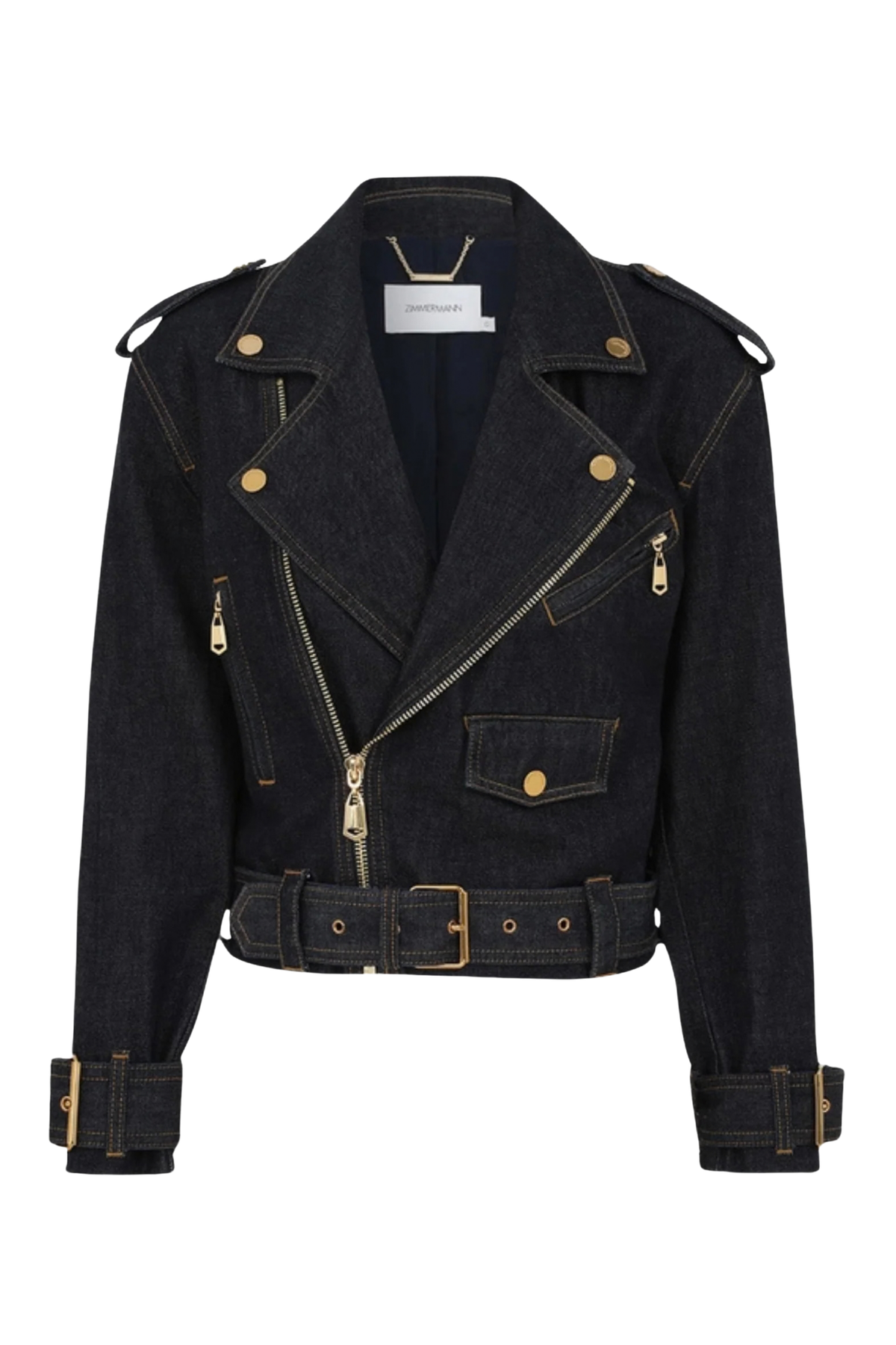CRUSH DENIM BIKER JACKET