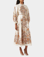 IVORY PAISLEY DEVI BILLOW DRESS
