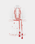 HEARTS EMBROIDERED MINI DRESS