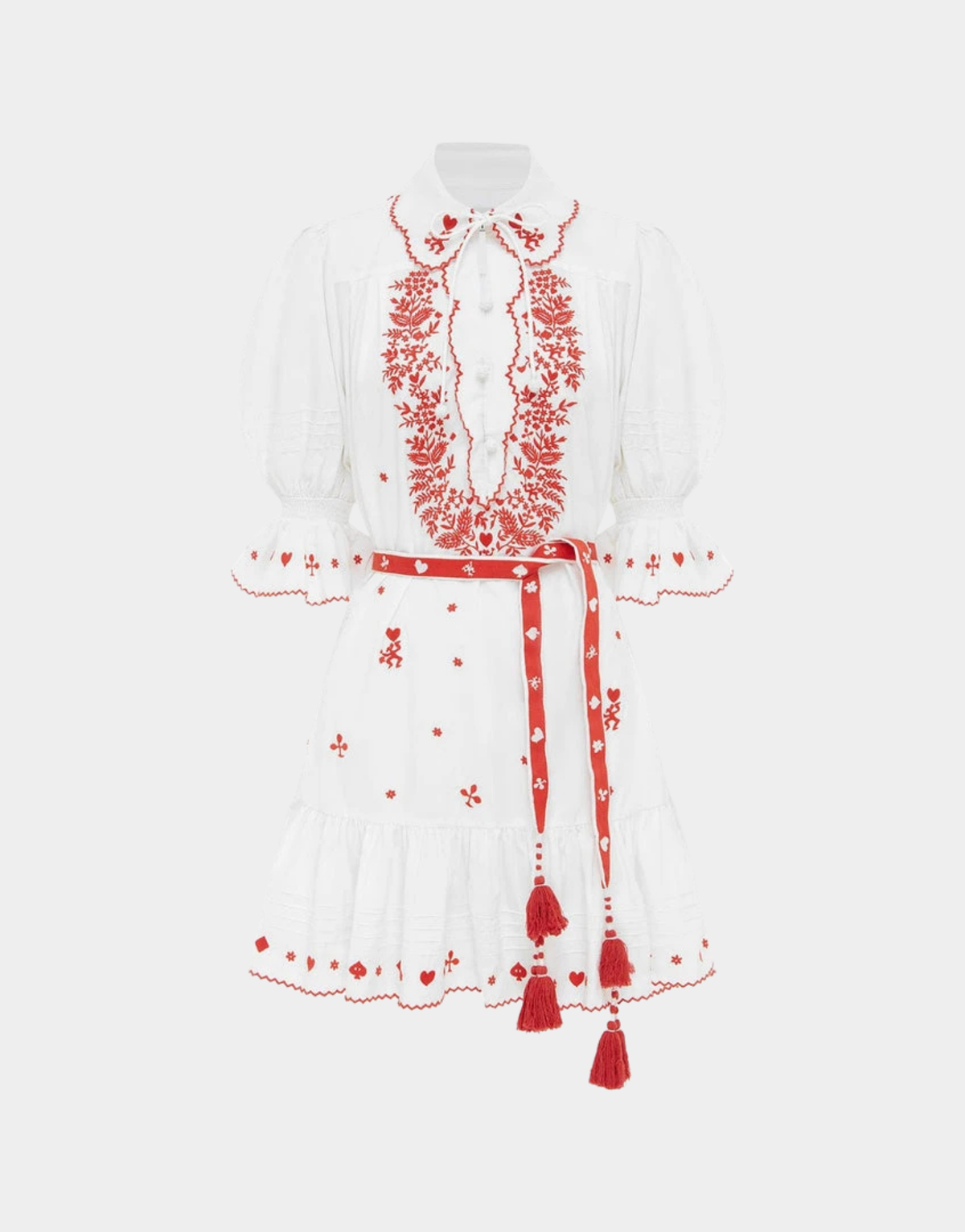 HEARTS EMBROIDERED MINI DRESS
