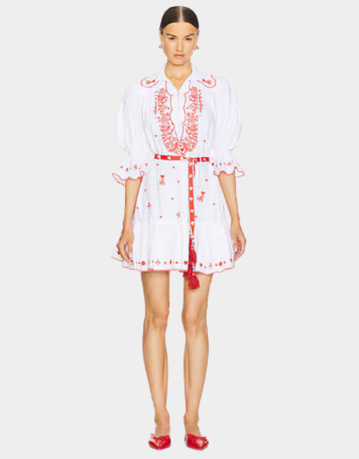 HEARTS EMBROIDERED MINI DRESS
