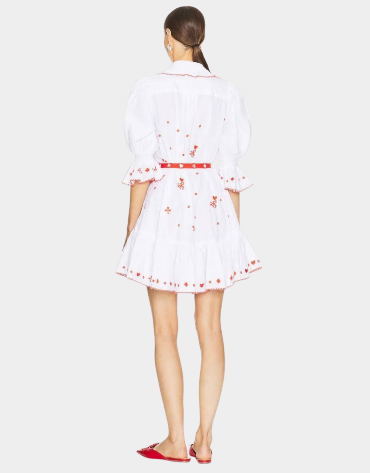 HEARTS EMBROIDERED MINI DRESS