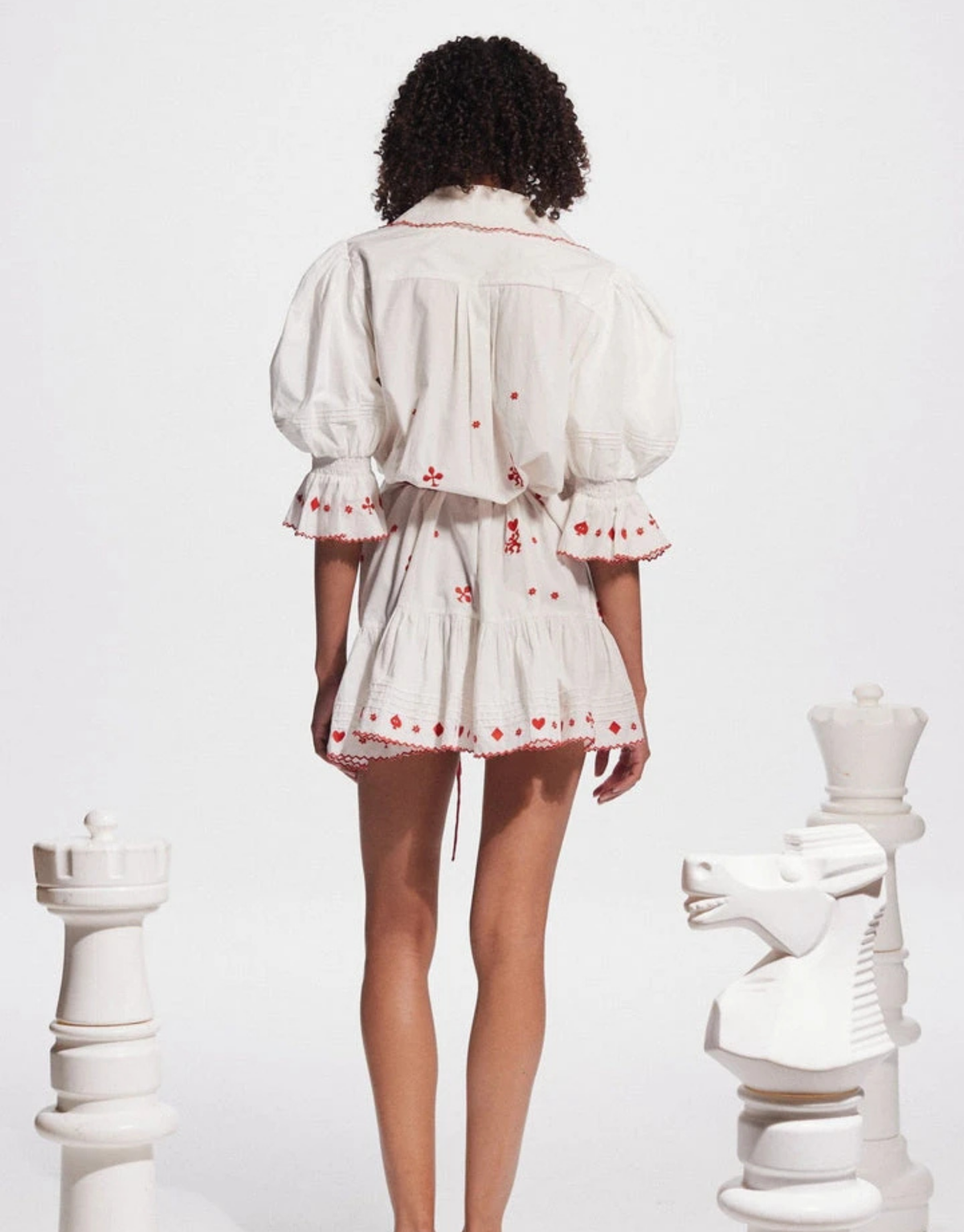 HEARTS EMBROIDERED MINI DRESS