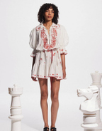 HEARTS EMBROIDERED MINI DRESS