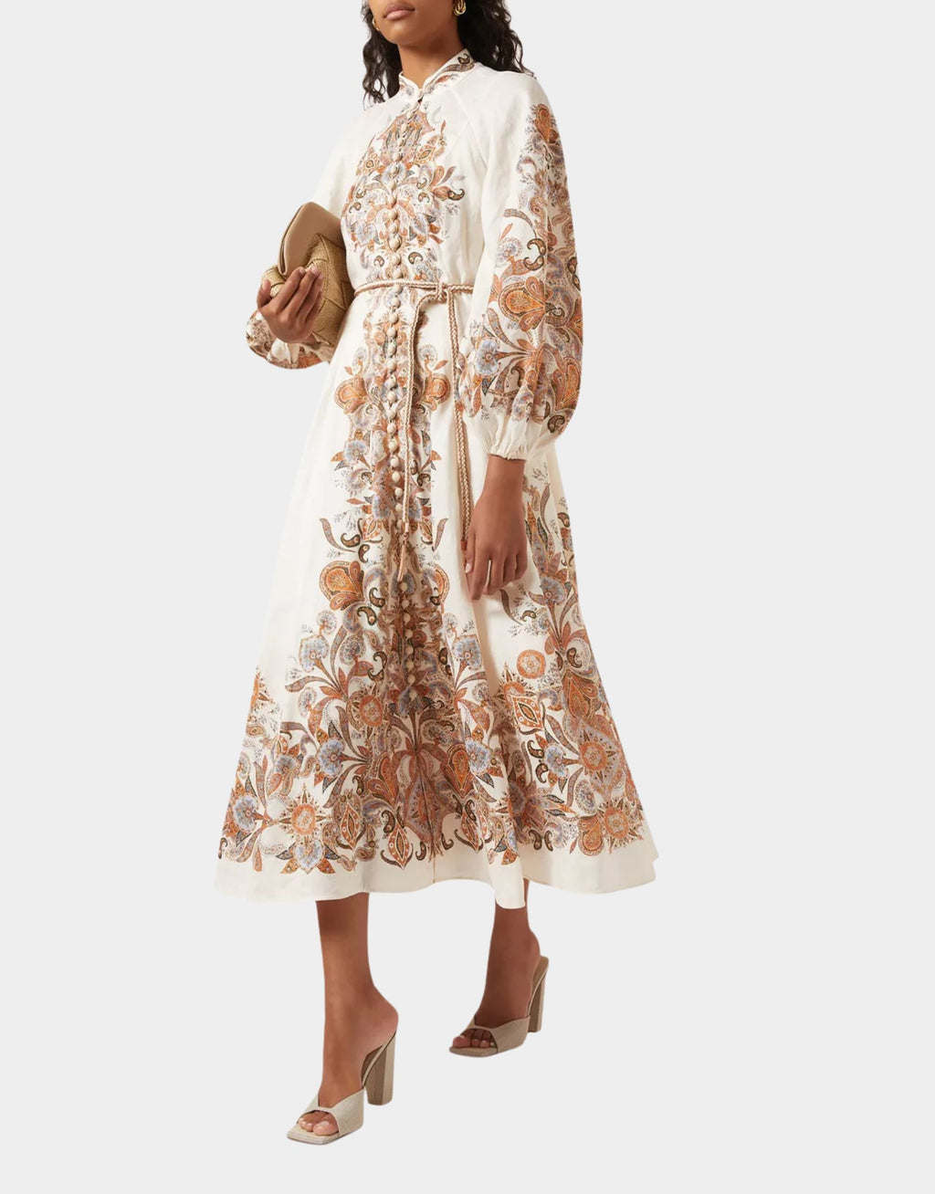 IVORY PAISLEY DEVI BILLOW DRESS