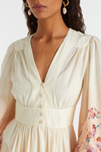 AWAKEN PLUNGE MAXI DRESS IVORY FLORAL
