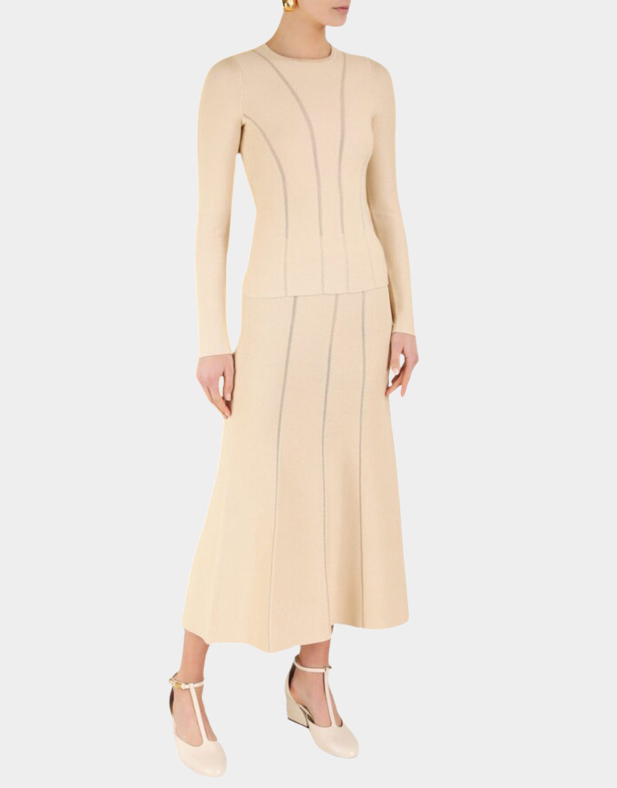 LUMINOSITY KNIT PANELLED SET CREAM