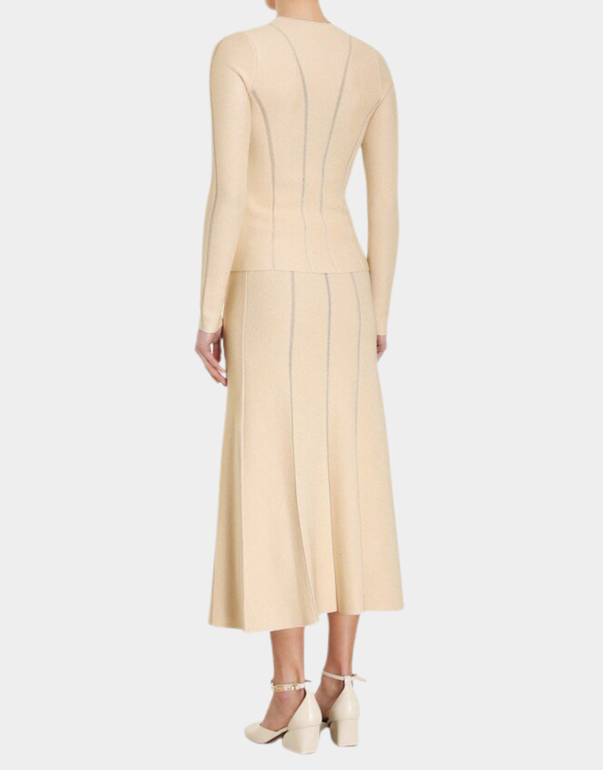LUMINOSITY KNIT PANELLED SET CREAM