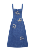 BEATRICE EMBELLISHED VEGAN SUEDE MIDI DRESS