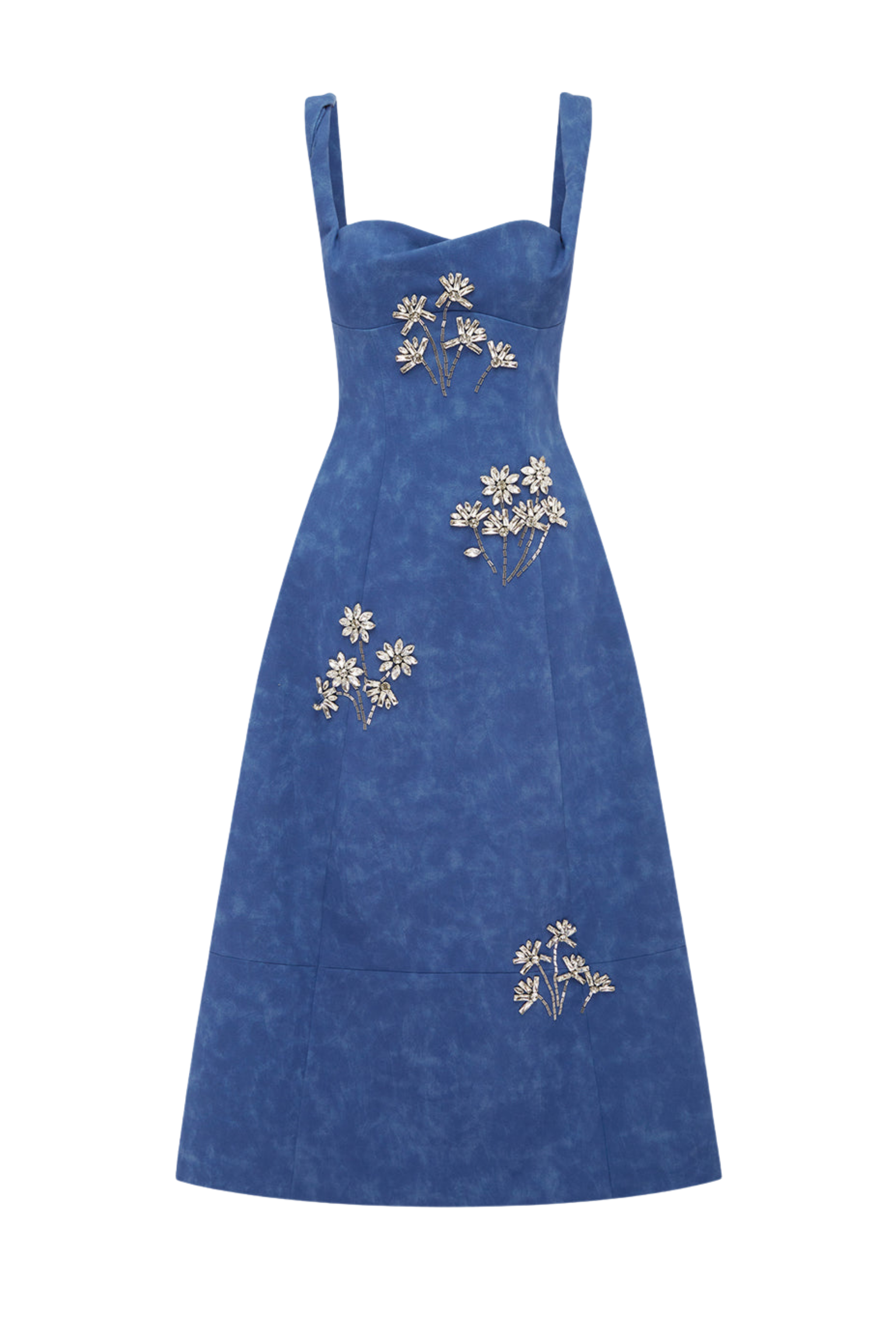 BEATRICE EMBELLISHED VEGAN SUEDE MIDI DRESS