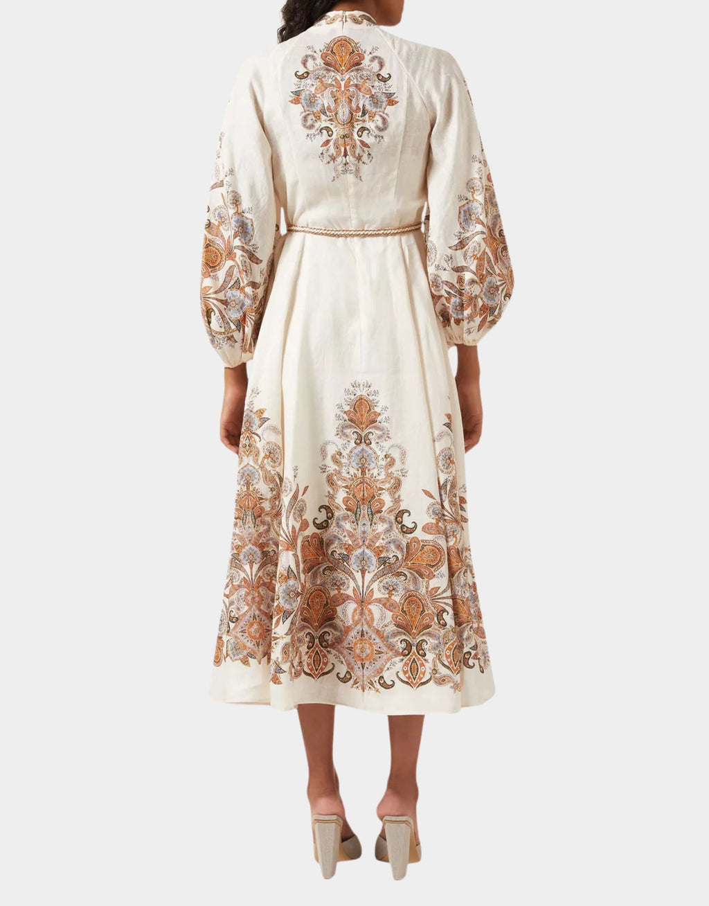 IVORY PAISLEY DEVI BILLOW DRESS