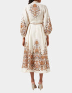 IVORY PAISLEY DEVI BILLOW DRESS