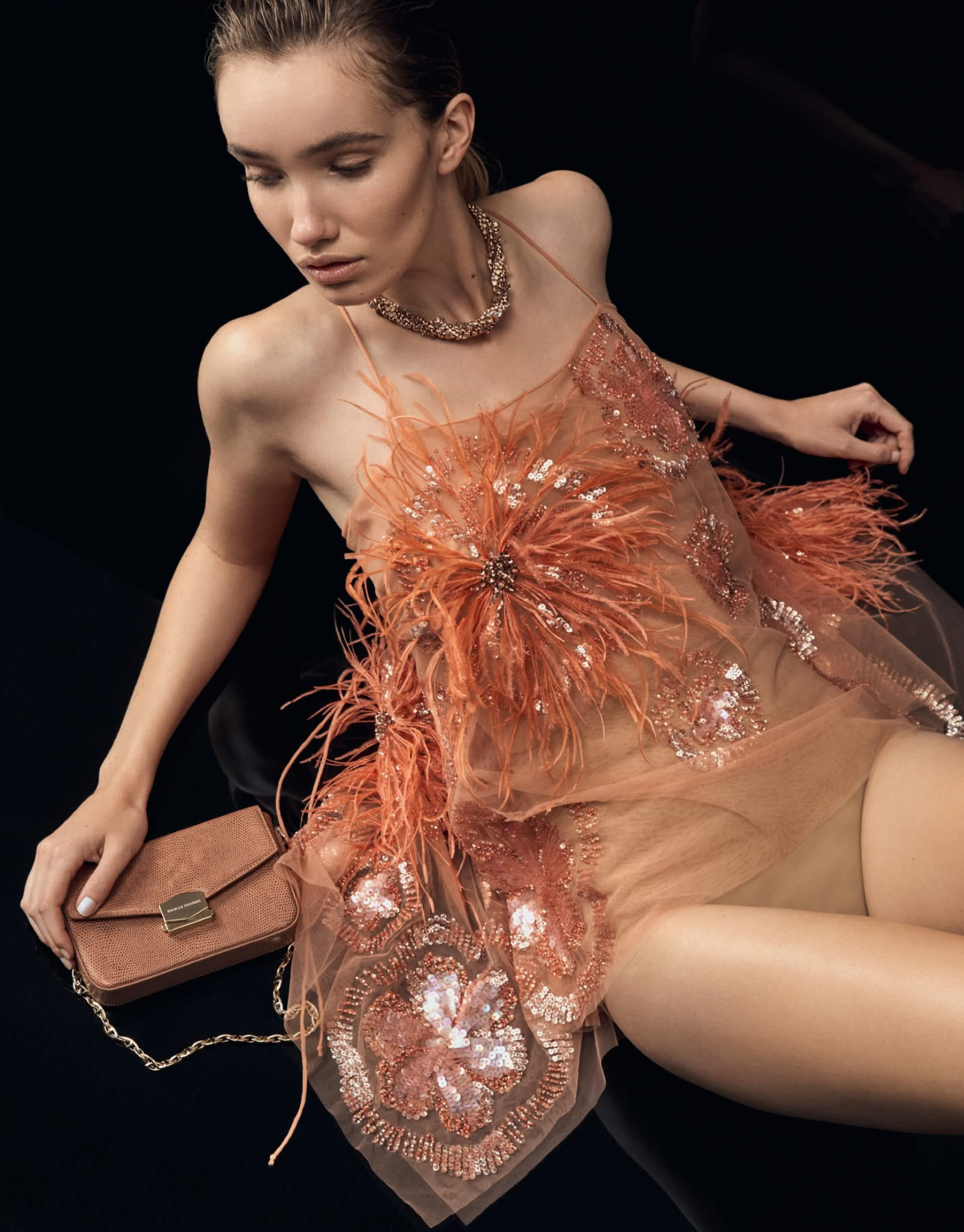 FEATHER AND BEADED STRING TOP