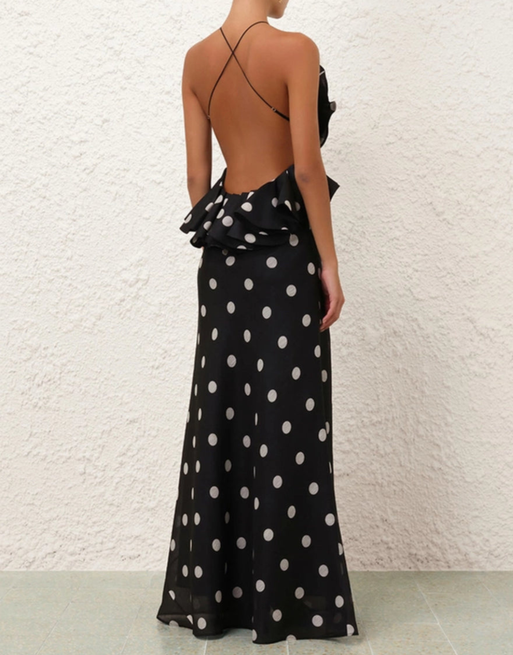 CRUSH RUFFLE HALTER DRESS