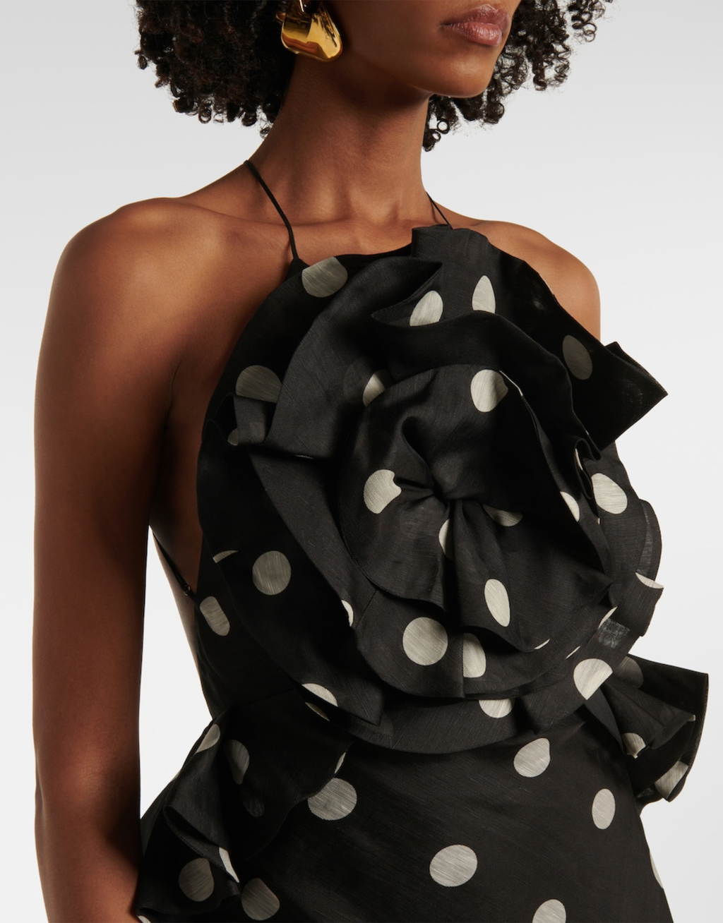 CRUSH RUFFLE HALTER DRESS