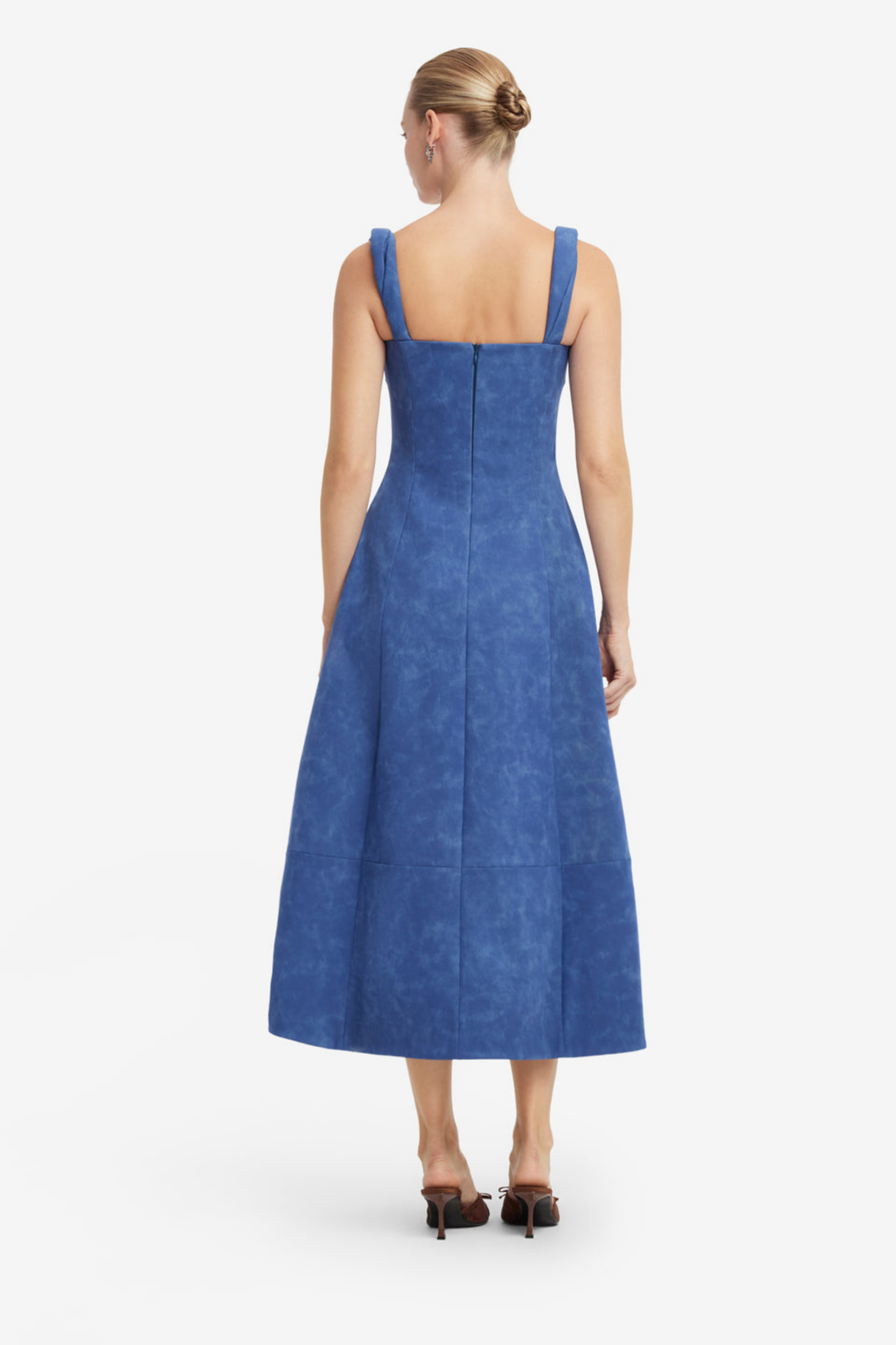 BEATRICE EMBELLISHED VEGAN SUEDE MIDI DRESS