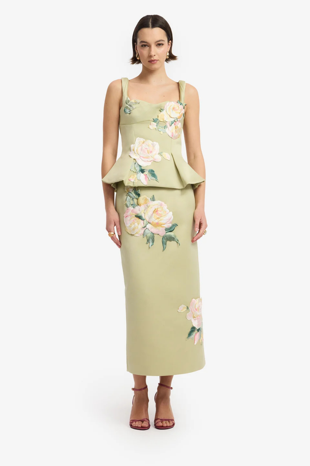 QUINN EMBROIDERED MIDI SKIRT & TOP SET