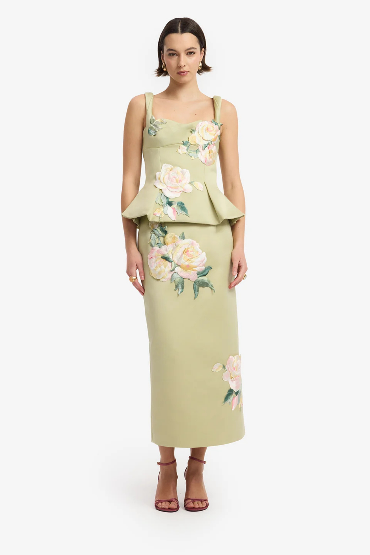 QUINN EMBROIDERED MIDI SKIRT & TOP SET