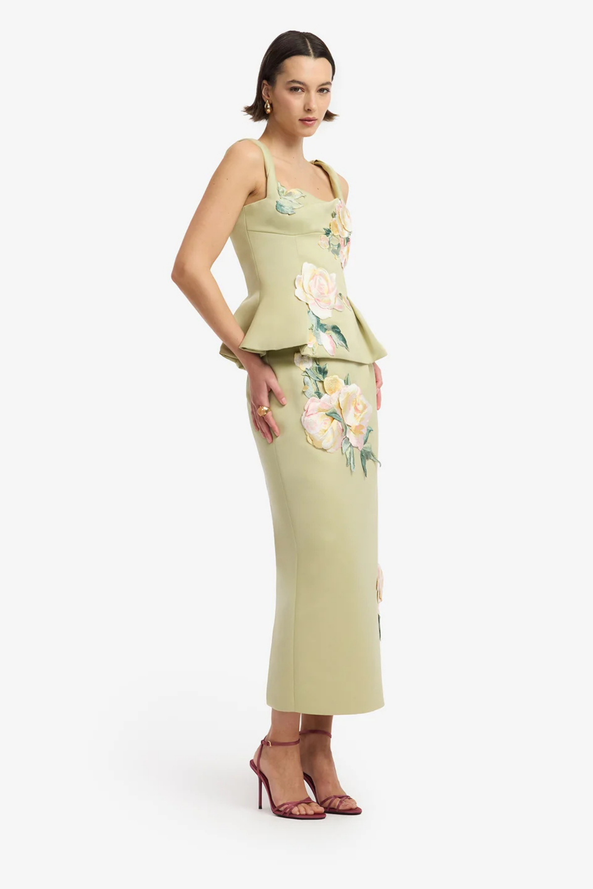 QUINN EMBROIDERED MIDI SKIRT & TOP SET
