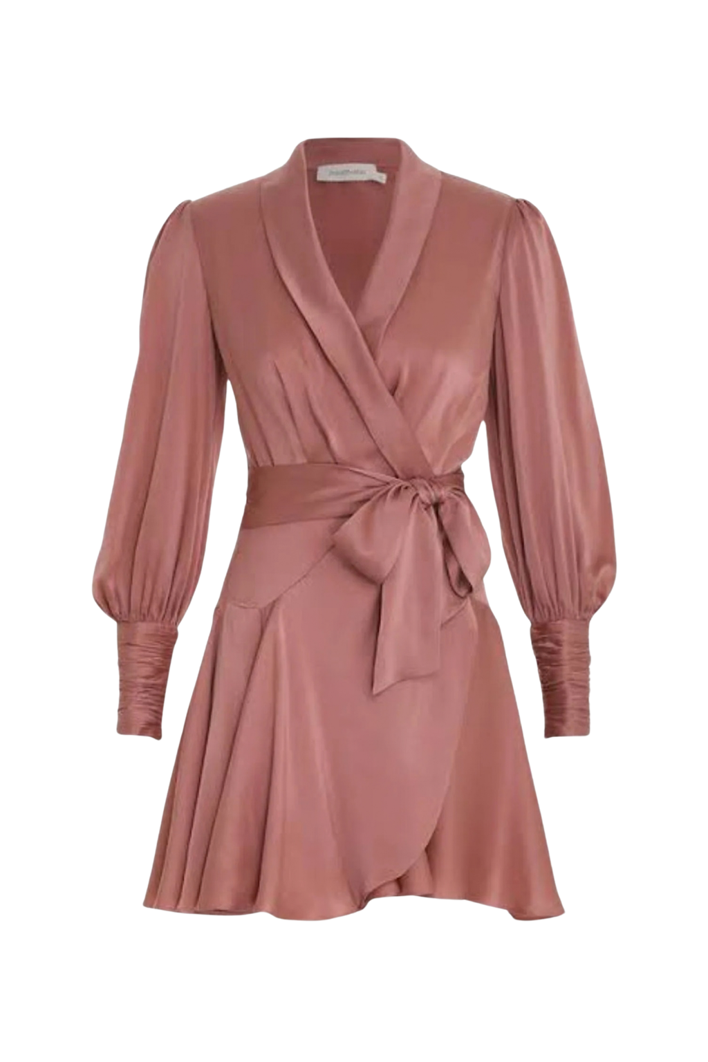 DUSTY PINK SILK WRAP MINI DRESS