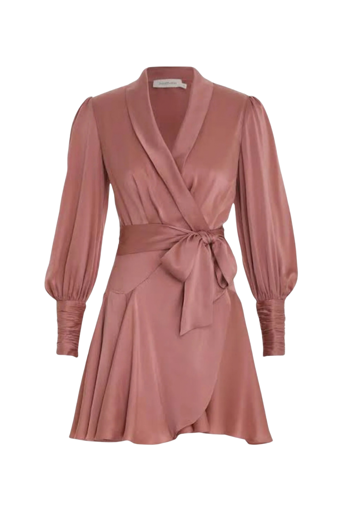 DUSTY PINK SILK WRAP MINI DRESS