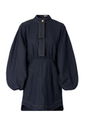 DENIM GATHERED MINI DRESS
