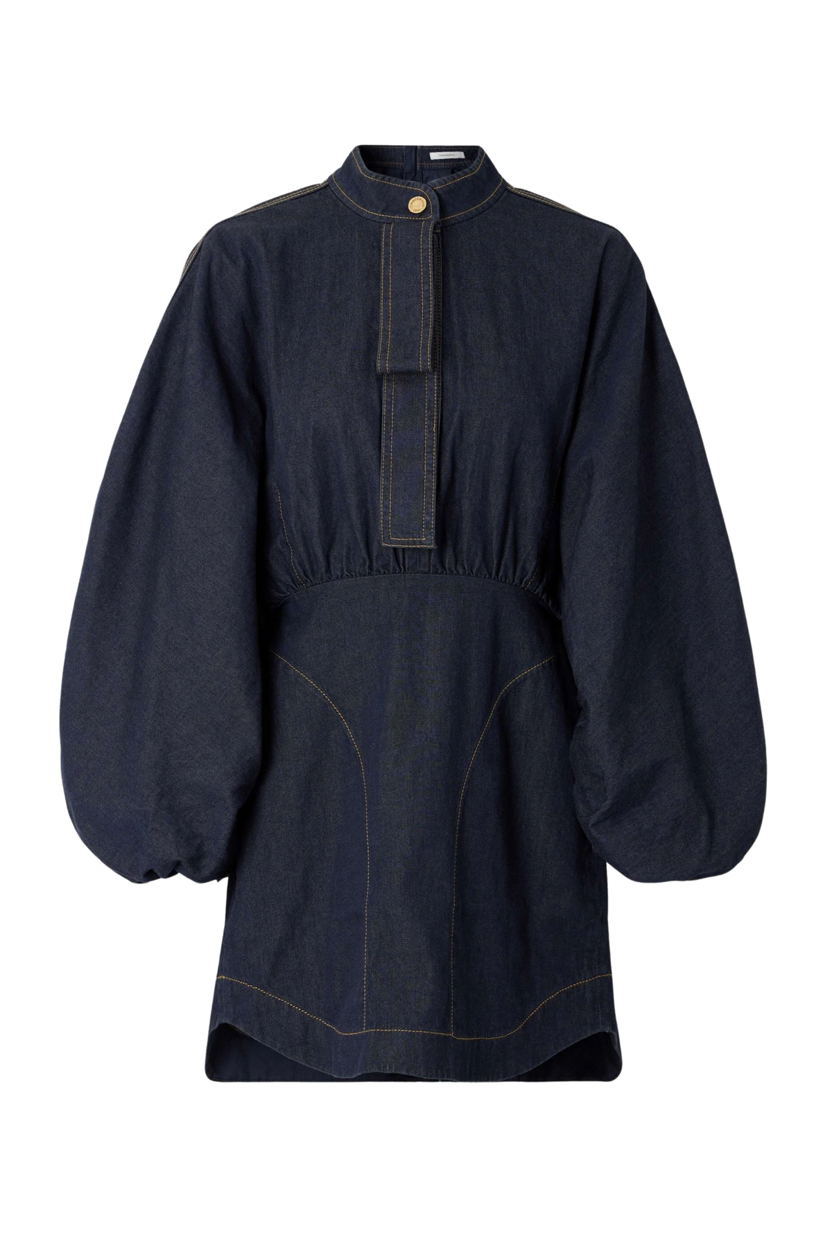DENIM GATHERED MINI DRESS