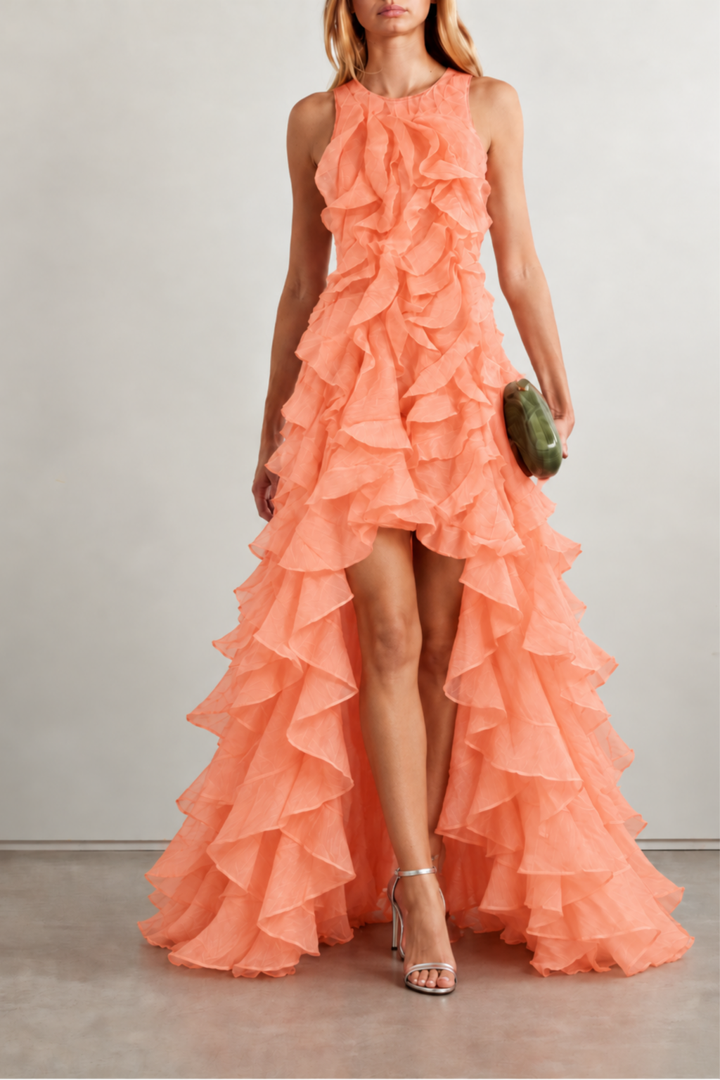 OASIS RUFFLE GOWN