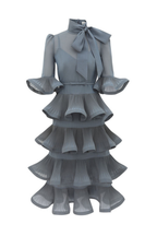 PLEATED SLEEVED MIDI DRESS