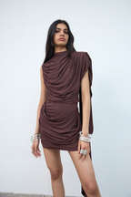 ELARA MINI DRESS BROWN