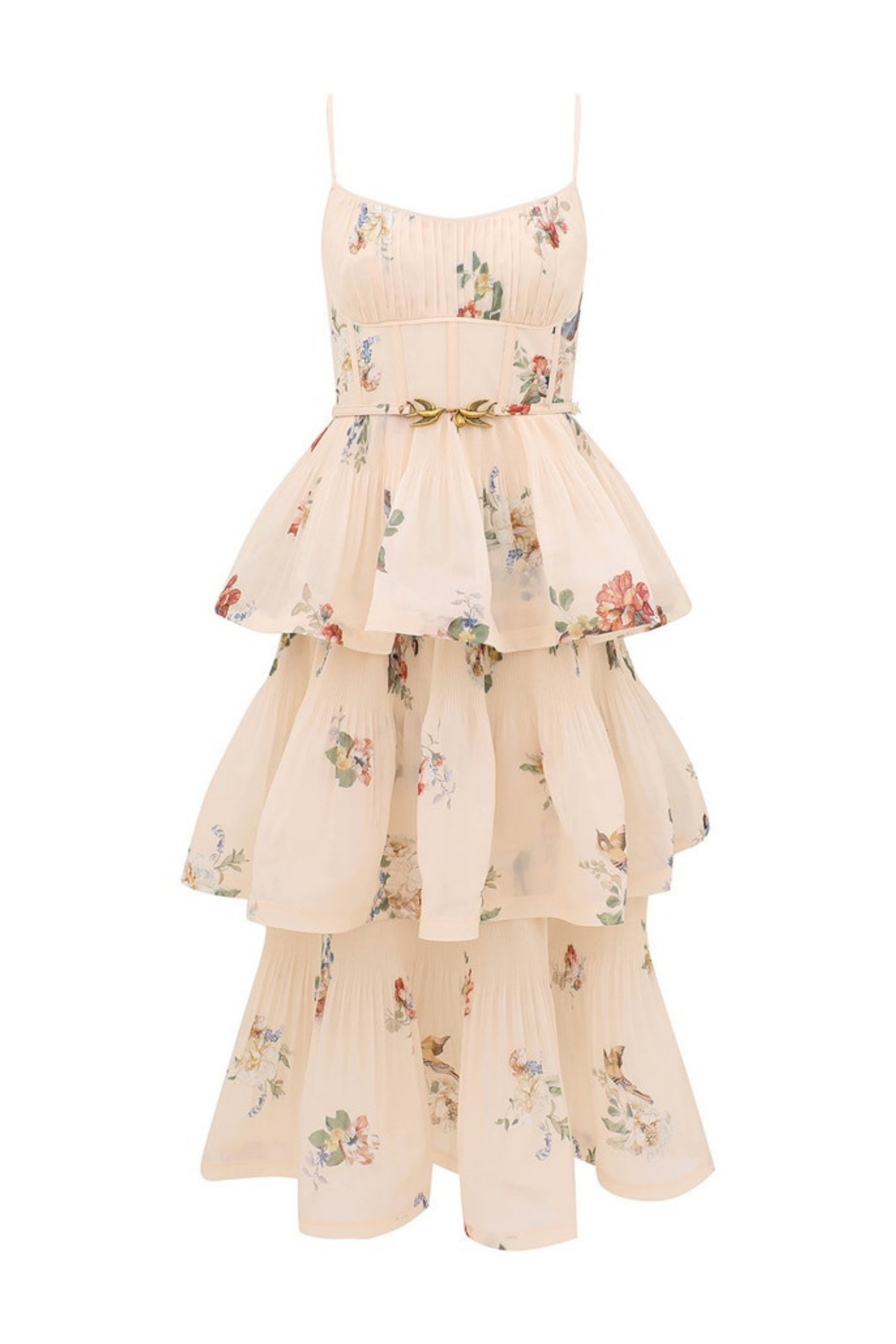 PLEATED TIERED MIDI DRESS