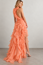 OASIS RUFFLE GOWN